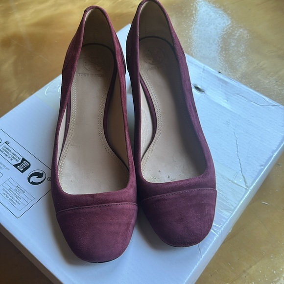 Tory Burch Shoes - Tory Burch burgundy suede 1.5 inch mirror heel, very good condition.